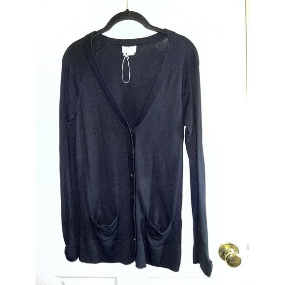 KATE SPADE NY Womens Black Cashmere Blend Knit Button Up Cardigan Sweater - Picture 3 of 11